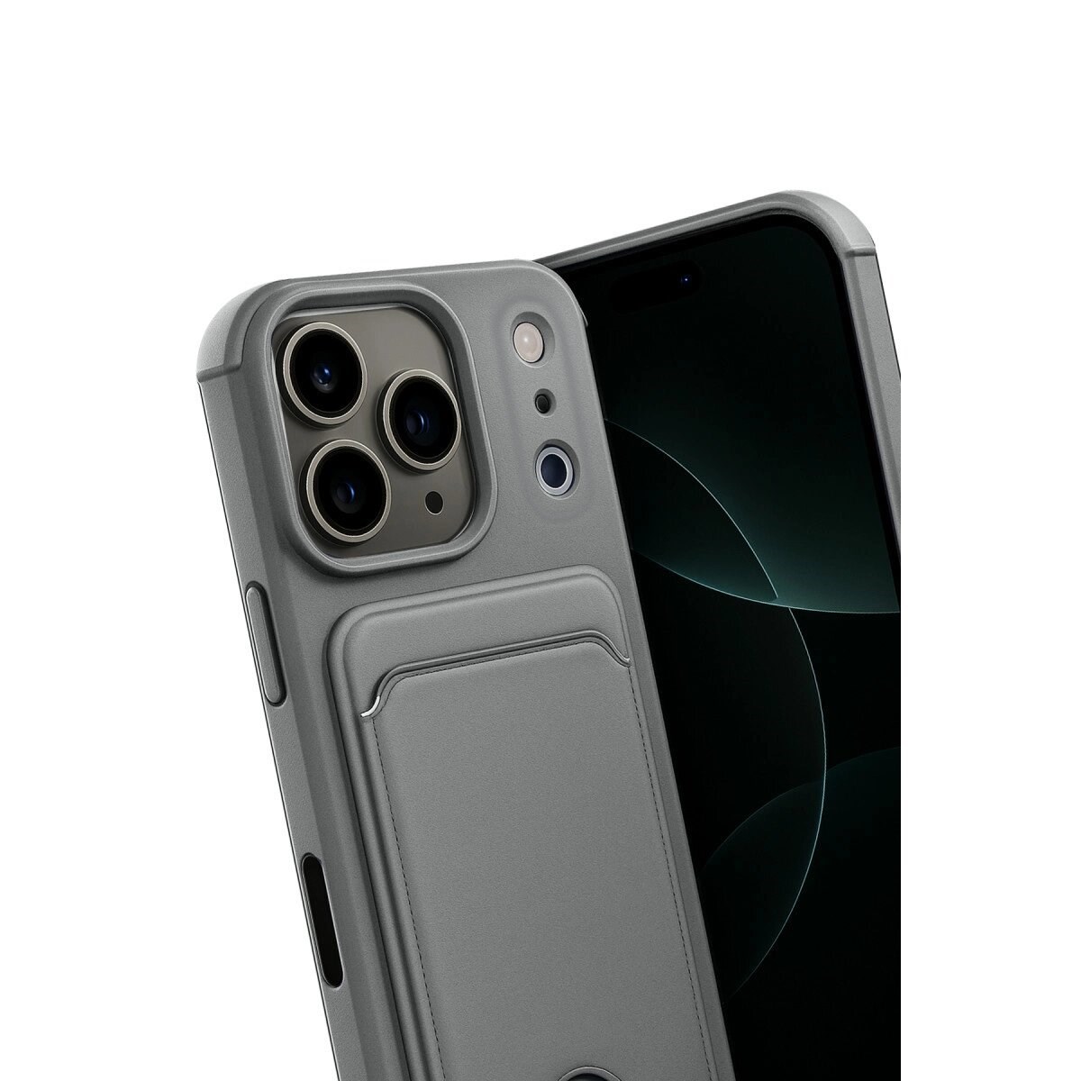 Apple İphone 17 Pro Kelvin Kartvizitli Silikon - Gri