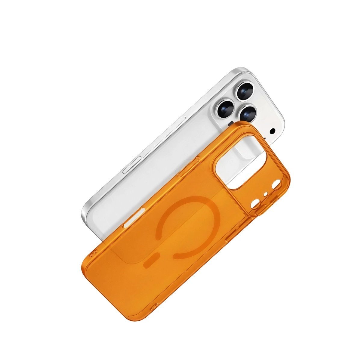 Apple İphone 17 Pro Max Combo Sert Şeffaf Magsafe Kapak - Turuncu