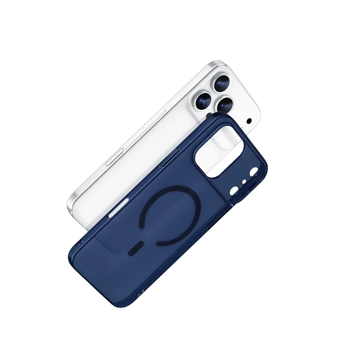 Apple İphone 17 Pro Max Combo Sert Şeffaf Magsafe Kapak - Mavi