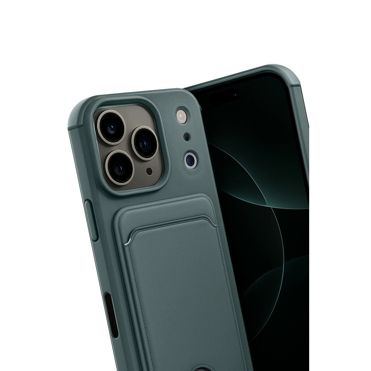 Apple İphone 17 Pro Max Kelvin Kartvizitli Silikon - Koyu Yeşil
