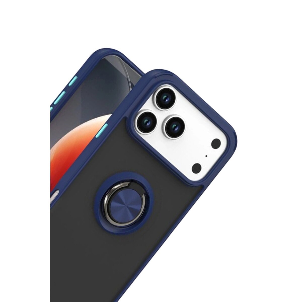 Apple İphone 17 Pro Montreal Yüzüklü Silikon Kapak - Lacivert