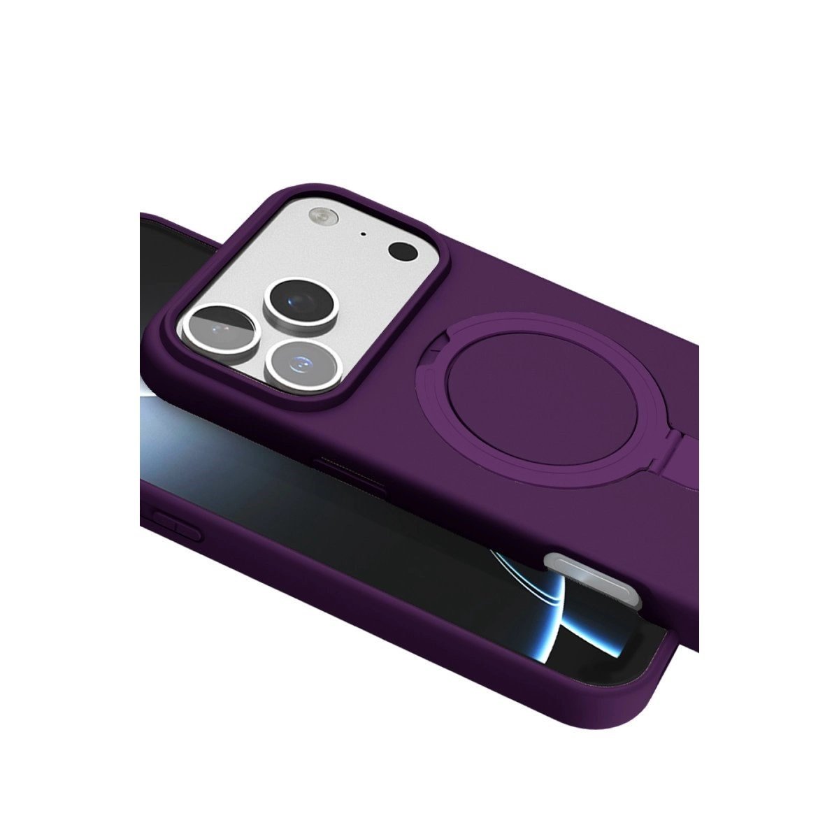 Apple İphone 17 Pro Regal Magsafe Standlı Kapak - Derin Mor