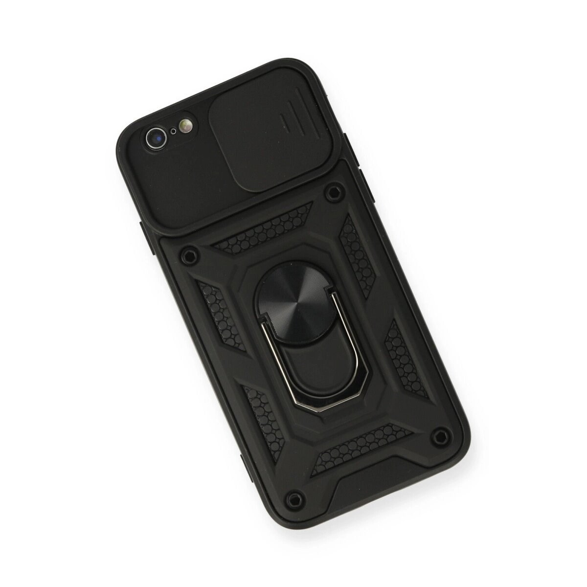 Apple İphone 6 Kılıf Pars Lens Yüzüklü Silikon - Siyah