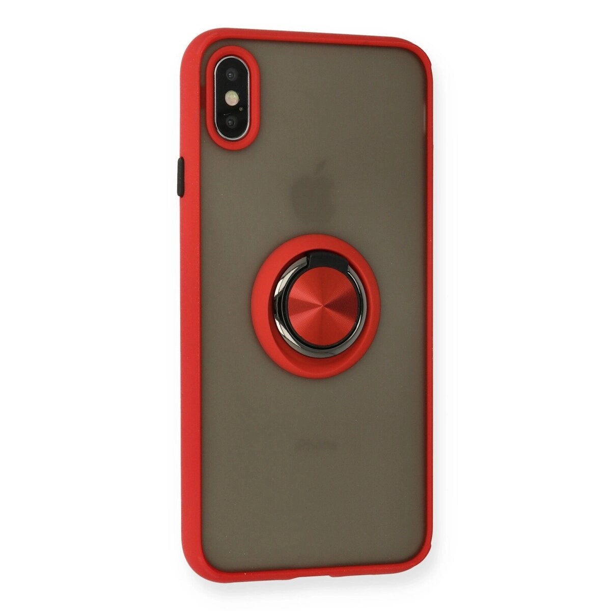 Apple İphone X Kılıf Montreal Yüzüklü Silikon Kapak - Kırmızı