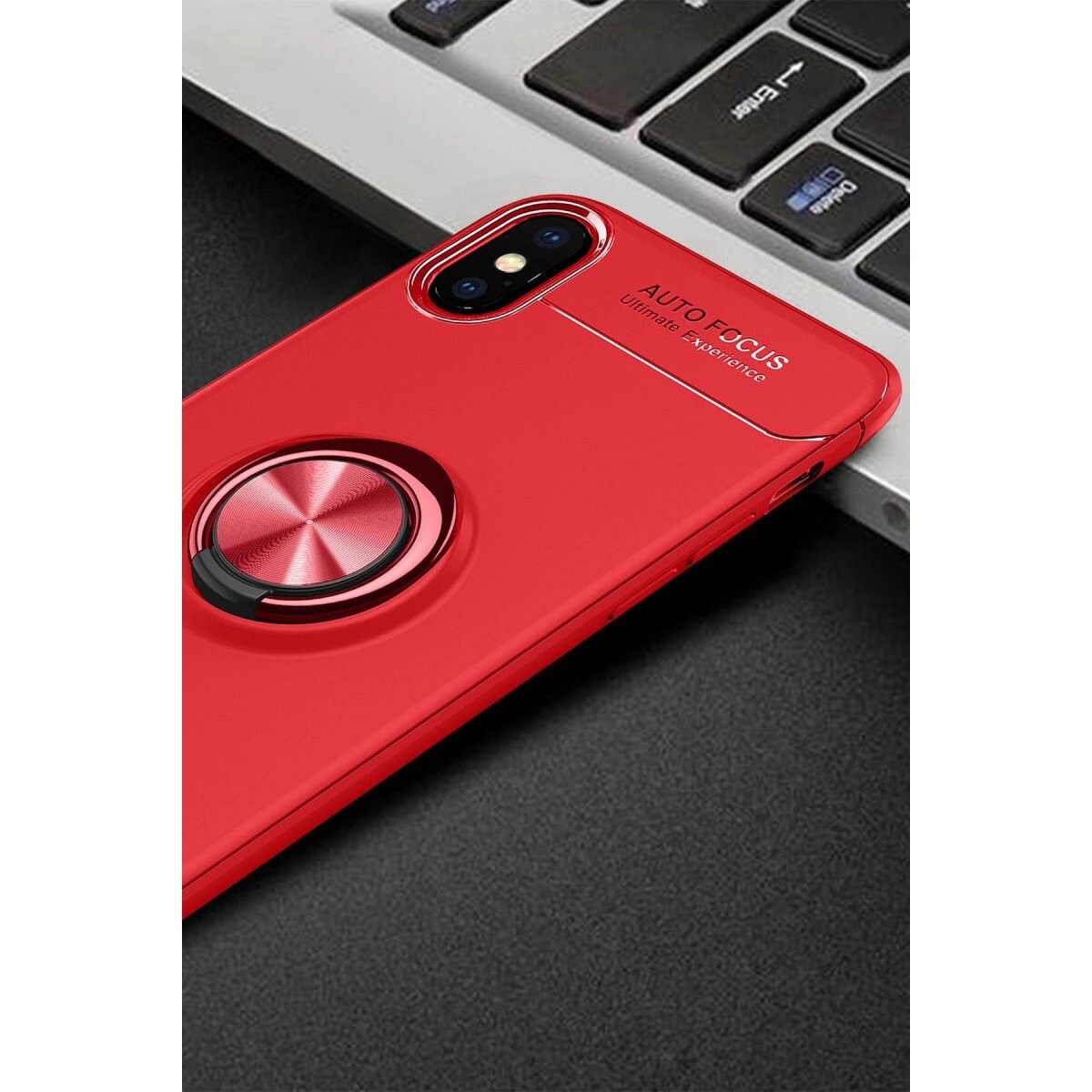Apple İphone Xs Kılıf Range Yüzüklü Silikon - Kırmızı