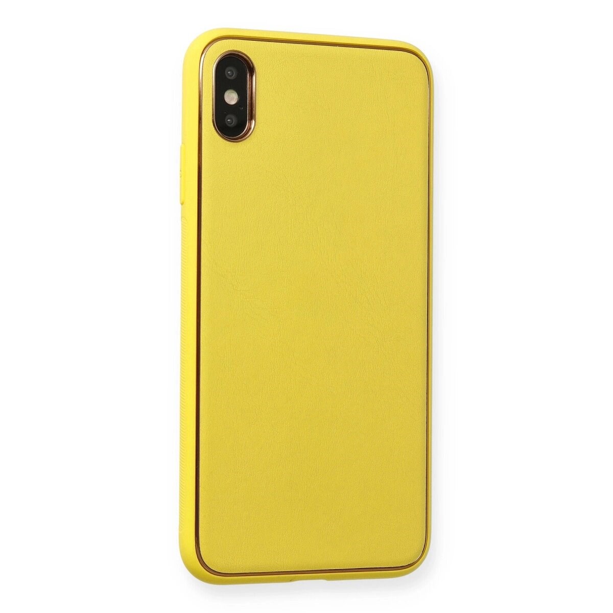 Apple İphone Xs Max Kılıf Coco Deri Silikon Kapak - Sarı