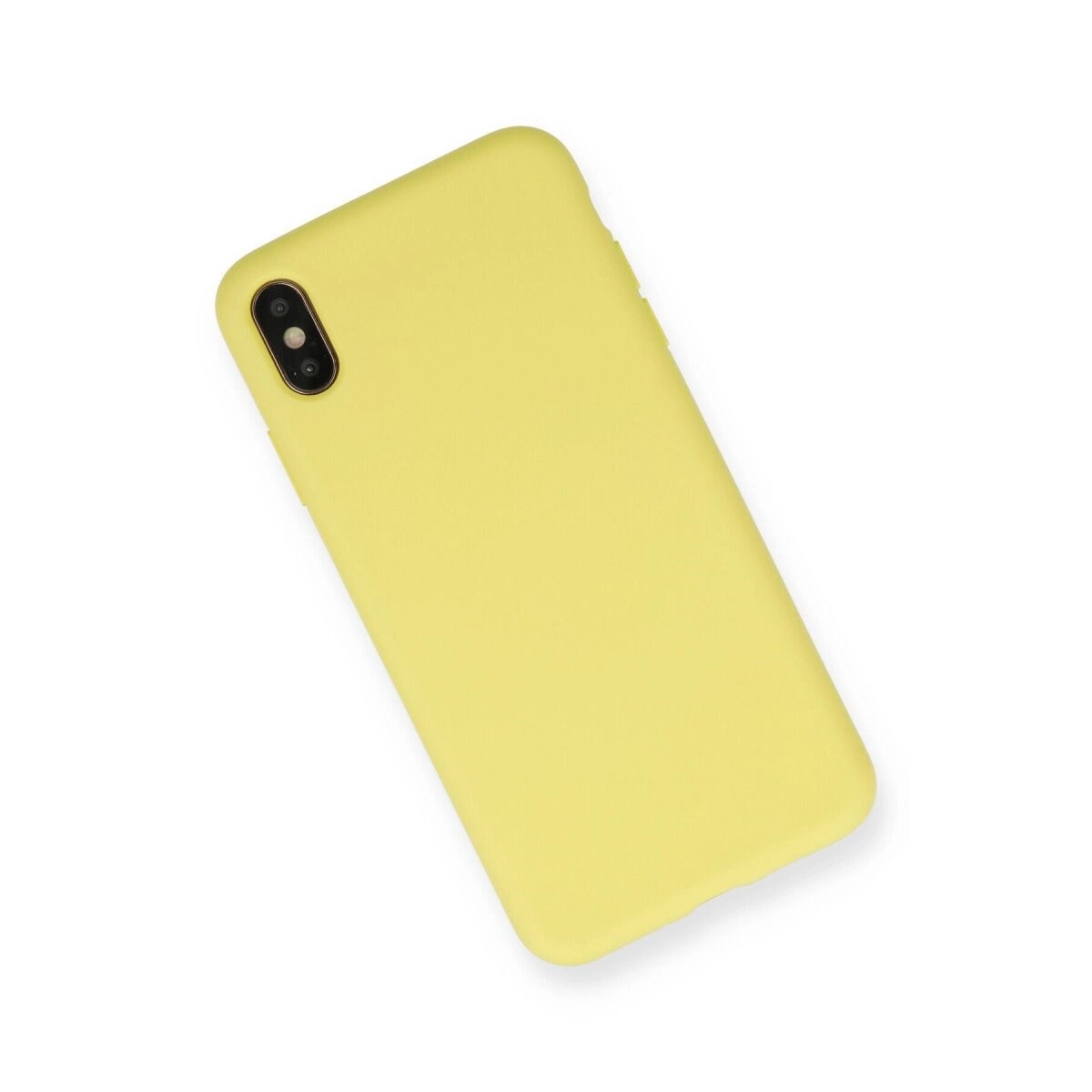Apple İphone Xs Max Kılıf Nano İçi Kadife Silikon - Mat Sarı