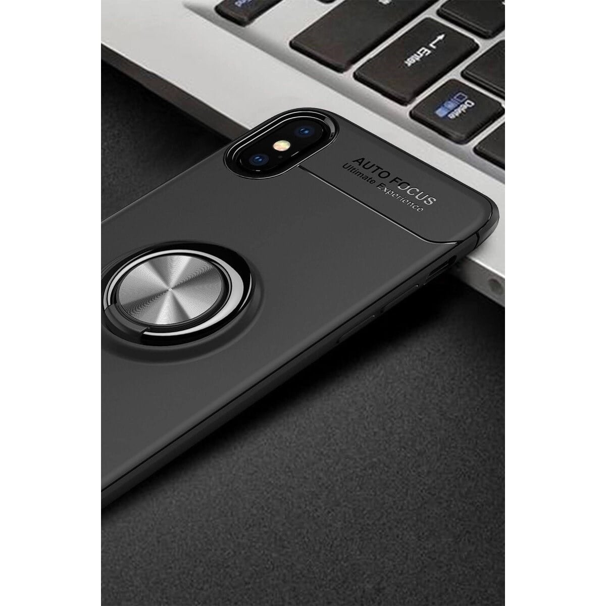 Apple İphone Xs Max Kılıf Range Yüzüklü Silikon - Siyah