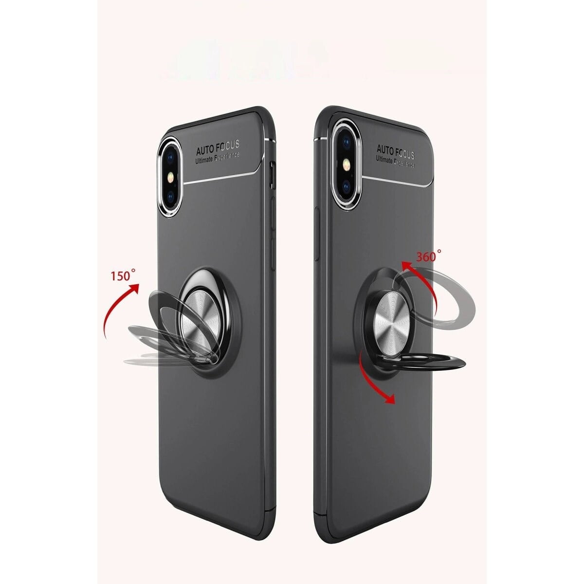 Apple İphone Xs Max Kılıf Range Yüzüklü Silikon - Siyah