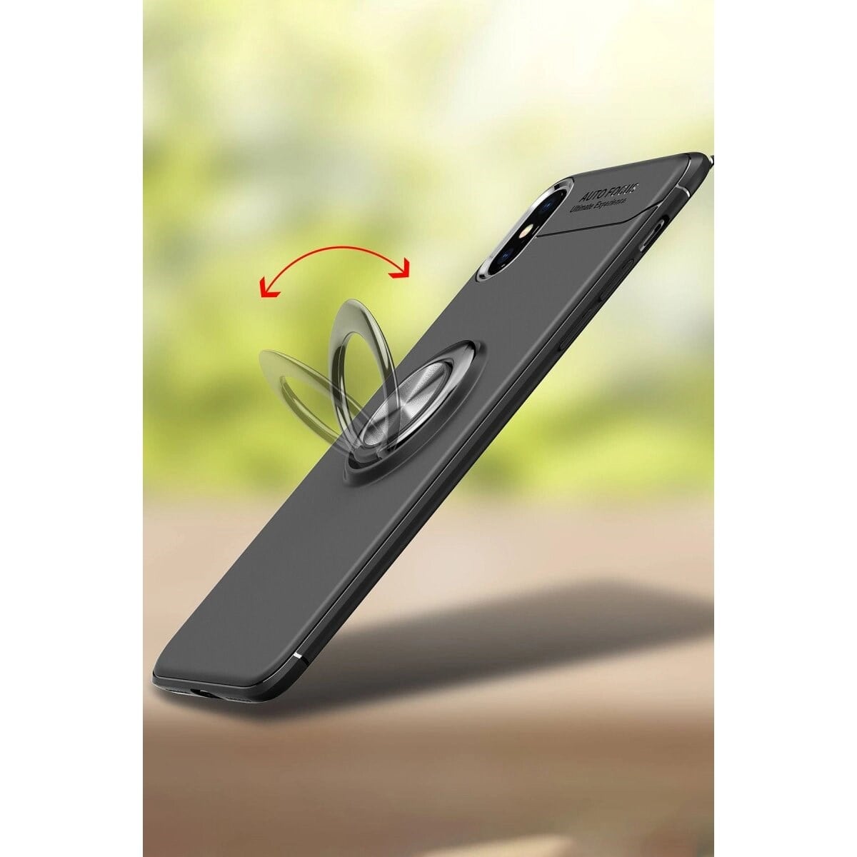 Apple İphone Xs Max Kılıf Range Yüzüklü Silikon - Siyah-kırmızı