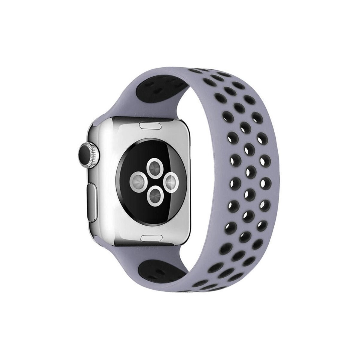 Apple Watch 38mm Ayarlı Delikli Silikon Kordon (saat Değildir) - Gri-siyah