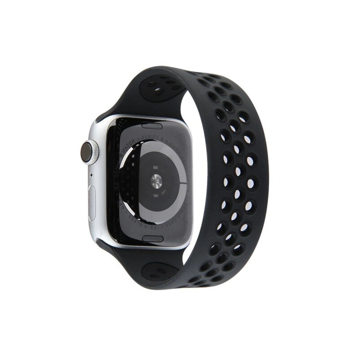 Apple Watch 38mm Ayarlı Delikli Silikon Kordon (saat Değildir) - Siyah-siyah