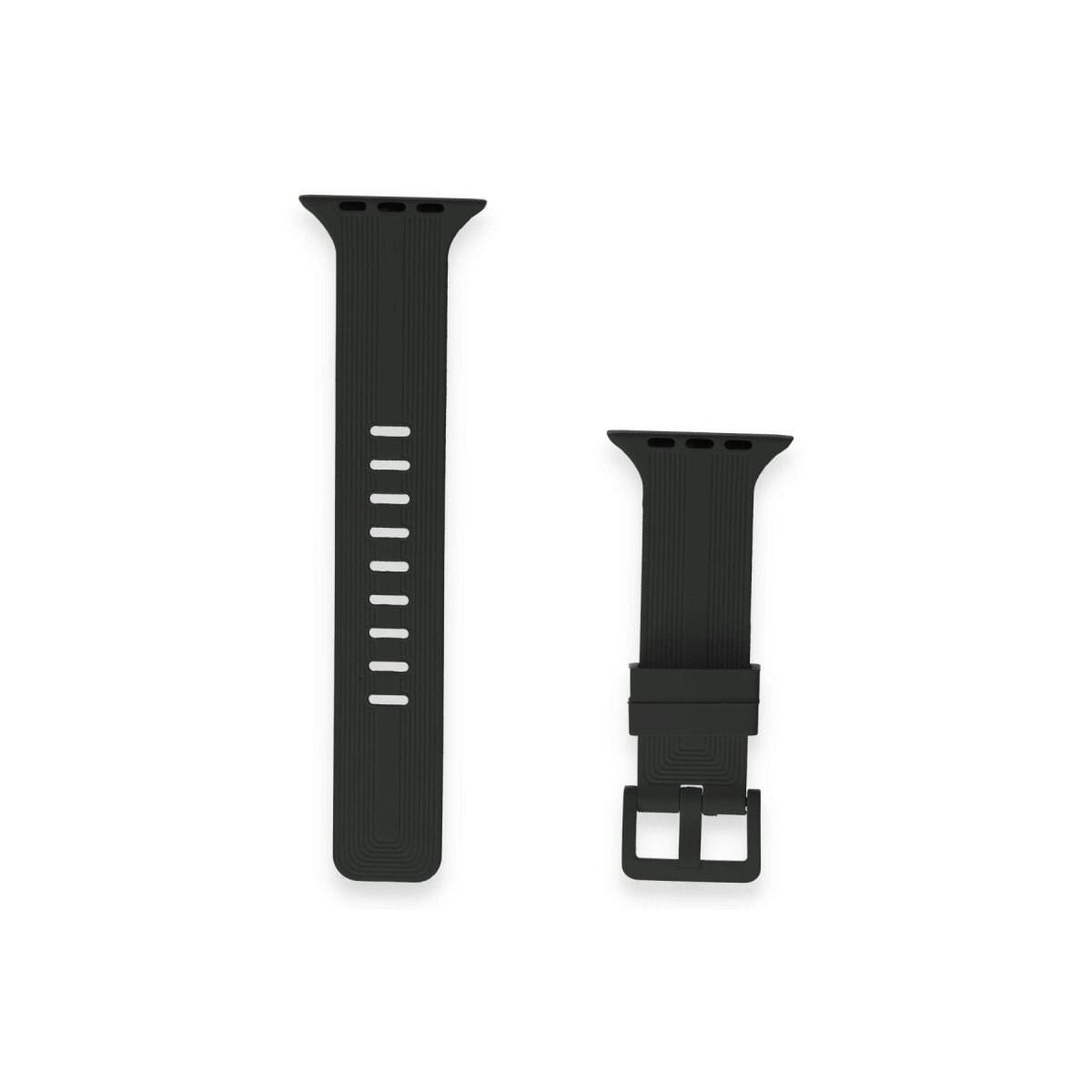 Apple Watch 38mm Kr408 Çizgili Silikon Kordon (saat Değildir) - Siyah