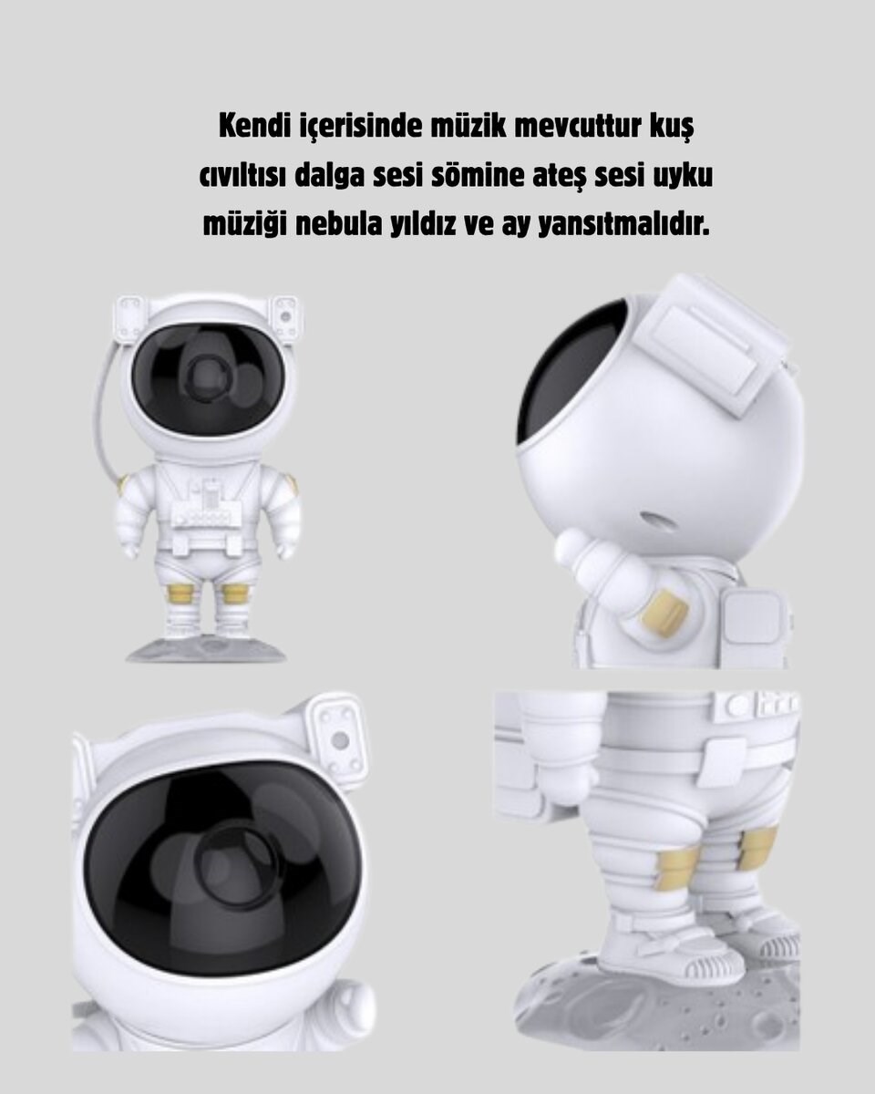 Astronot Projeksiyon Lambası Bluetooth Müzikli ve Uzaktan Kumandalı