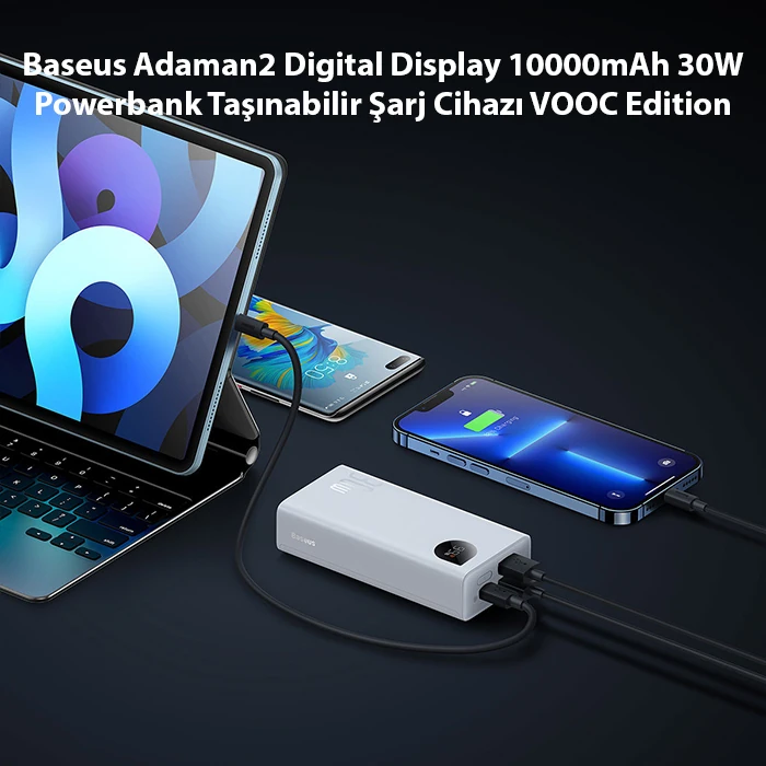 Baseus Adaman2 Digital Display 10000mAh 30W Powerbank Taşınabilir Şarj Cihazı VOOC Edition-(1903)