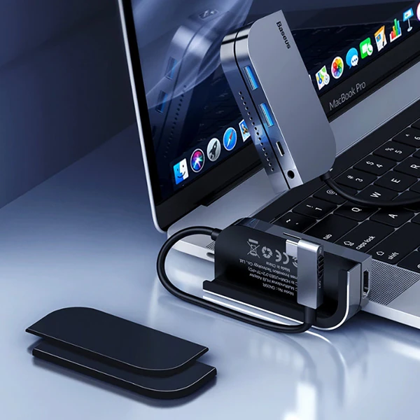 BASEUS Bending Angle No.7 Çok fonksiyonlu 6 Port Type-C Hub (CAHUB-CWJ0G)-(1903)