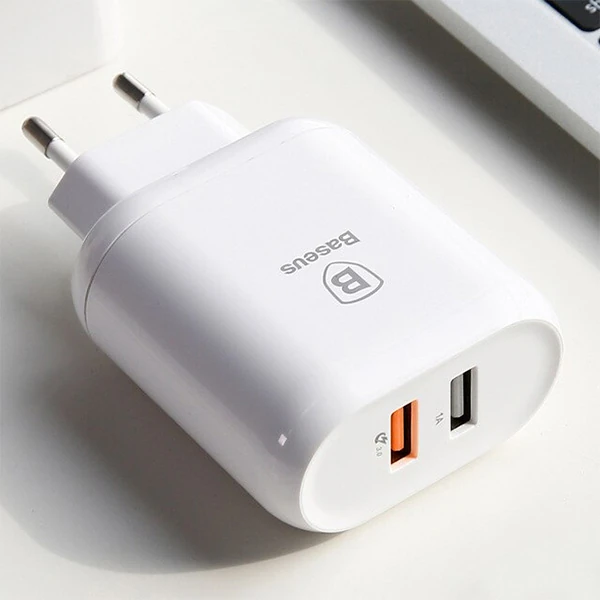 Baseus Bojure Series Dual-USB QC 3.0 18W Hızlı Şarj Aleti Başlık-(1903)