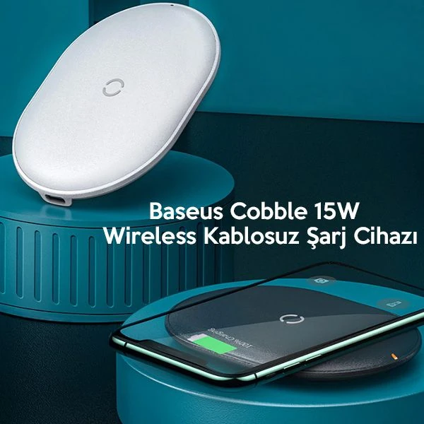 Baseus Cobble 15W wireless Kablosuz Şarj Cihazı İPhone 12-11XS MAX XR 8-(1903)