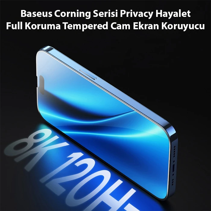 Baseus Corning iPhone 15 Pro Privacy Hayalet Full Koruma Tempered Cam Ekran Koruyucu-(1903)
