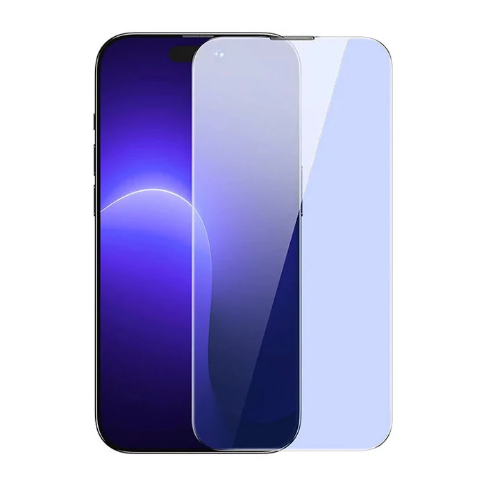 Baseus Crystal 0.3mm Anti-Blue iPhone 14 Pro Full Tempered Ekran Koruyucu 2 Adet Set-(1903)