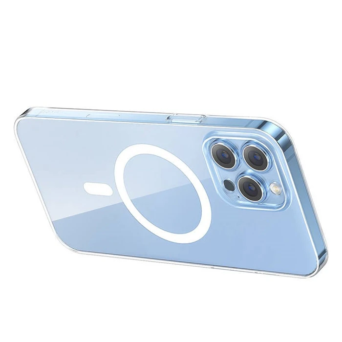 Baseus Crystal iPhone 13 Pro Max 6.7 Magsafe Silikon Kılıf + Tempered Ekran Koruyucu Set-(1903)