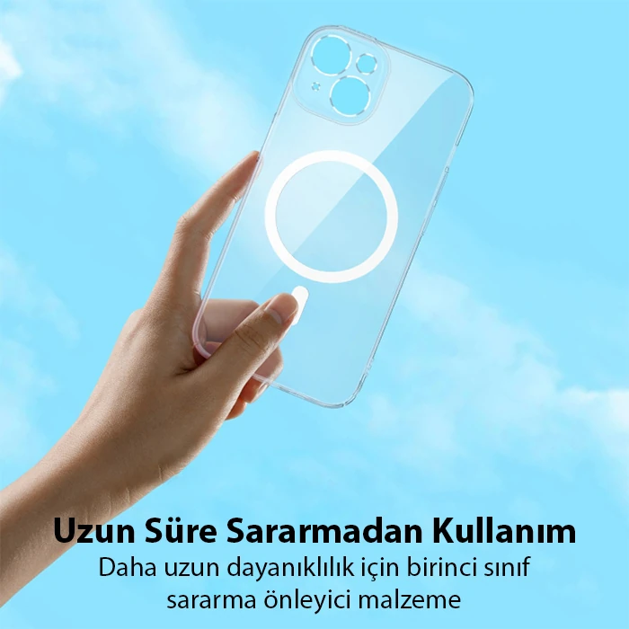 Baseus Crystal iPhone 14 Plus 6.7 Magsafe Silikon Kılıf + Tempered Ekran Koruyucu Set-(1903)