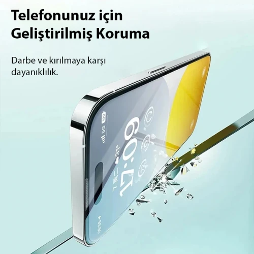 Baseus Crystal iPhone 15 Full Koruma Eye-Protection Tempered Cam Ekran Koruyucu-(1903)