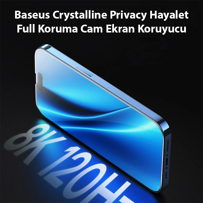 Baseus Crystalline iPhone 15 Plus Privacy Hayalet Full Koruma Cam Ekran Koruyucu-(1903)
