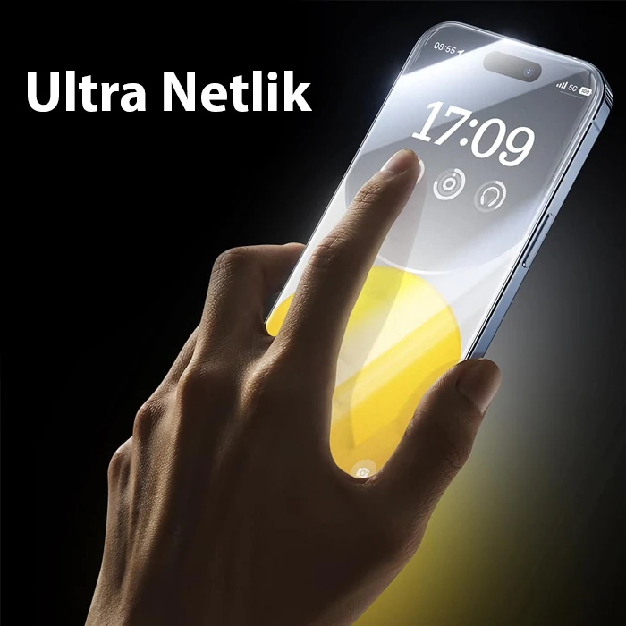 Baseus Crystalline iPhone 15 Pro için Parlama Önleyici Tempered Cam Ekran Koruyucu-(1903)