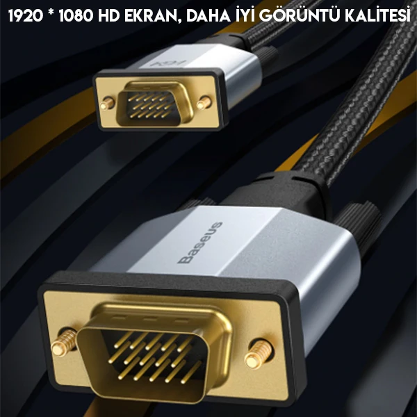 Baseus Enjoyment 1080P VGA To VGA Kablo Monitör Projeksiyon Kablosu 2Metre-(1903)