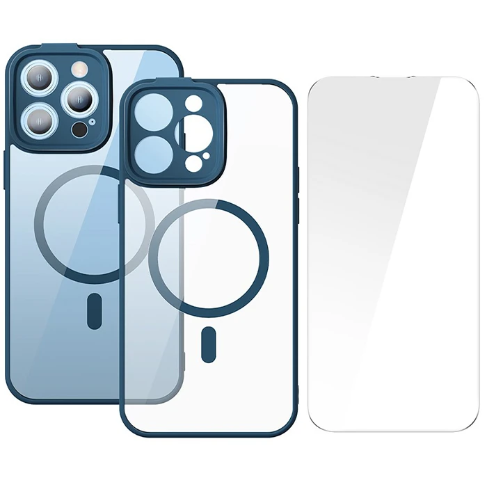 Baseus Frame Series iPhone 14 Pro Max 6.7 Kamera Koruyuculu Magsafe Kılıf + Tempered Ekran Koruyucu-(1903)