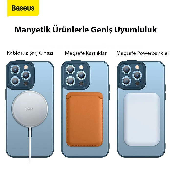 Baseus Frame Series iPhone 14 Pro Max 6.7 Kamera Koruyuculu Magsafe Kılıf + Tempered Ekran Koruyucu-(1903)