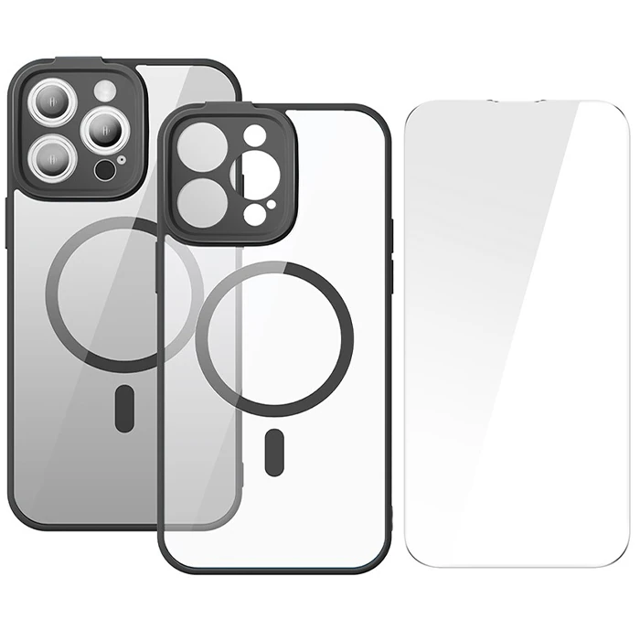 Baseus Frame Series iPhone 14 Pro Max 6.7 Kamera Koruyuculu Magsafe Kılıf + Tempered Ekran Koruyucu-(1903)