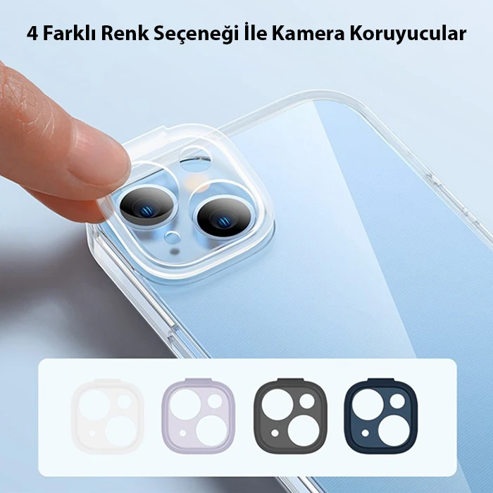 Baseus Illusion Series iPhone 14 Plus 6.7 Silikon Kılıf + Tempered Ekran Koruyucu + 4x Kamera Koruyu-(1903)