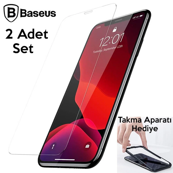 Baseus İPhone 11 Pro- X-XS 0.3mm Ful Tempered Cam Ekran Koruyucu 2 Adet Set-(1903)
