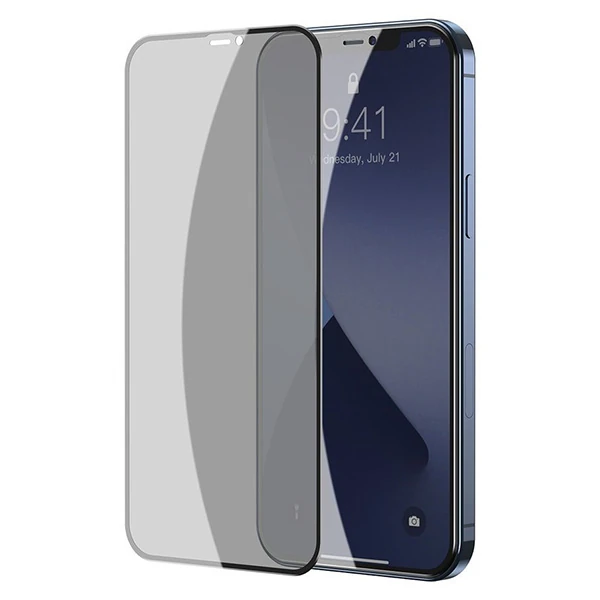Baseus İPhone 12 mini Ekran Koruyucu 023mm Anti Spy Çerçeveli Tempered Cam Ekran Koruyucu 2 Adet Se-(1903)