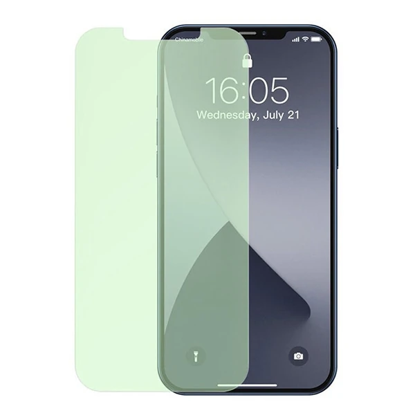 BASEUS İPhone 12 Pro Max 6.7 0.30mm Full Tempered Cam Ekran Koruyucu 2Set Anti-Bluelight-(1903)