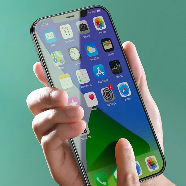 BASEUS İPhone 12 Pro Max 6.7 0.30mm Full Tempered Cam Ekran Koruyucu 2Set Anti-Bluelight-(1903)