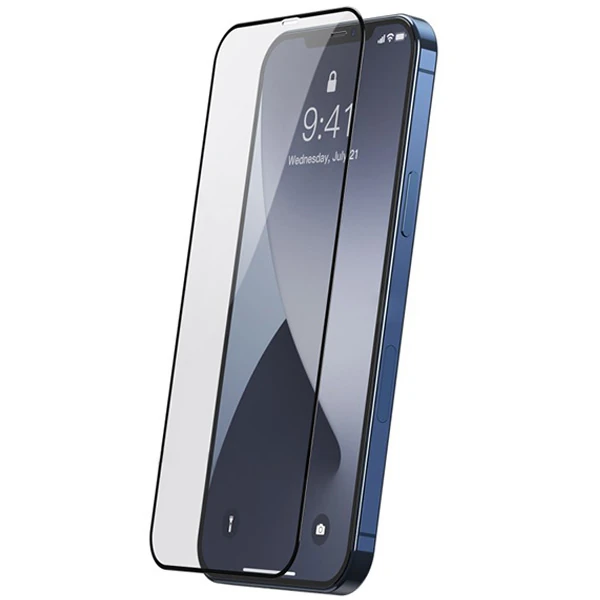 Baseus İPhone 12/12 Pro 6.1 Ekran Koruyucu 0.3MM Full Anti Blue Light Tempered Cam Ekran Koruyucu 2A-(1903)