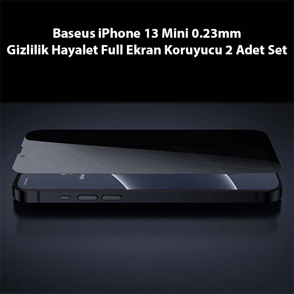 Baseus iPhone 13 Mini 0.23mm Gizlilik Hayalet Full Ekran Koruyucu 2 Adet Set-(1903)