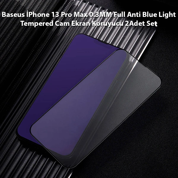 Baseus iPhone 13 Pro Max 0.3mm Full Çerçeve Cam Ekran Koruyucu 2 Adet Set-(1903)