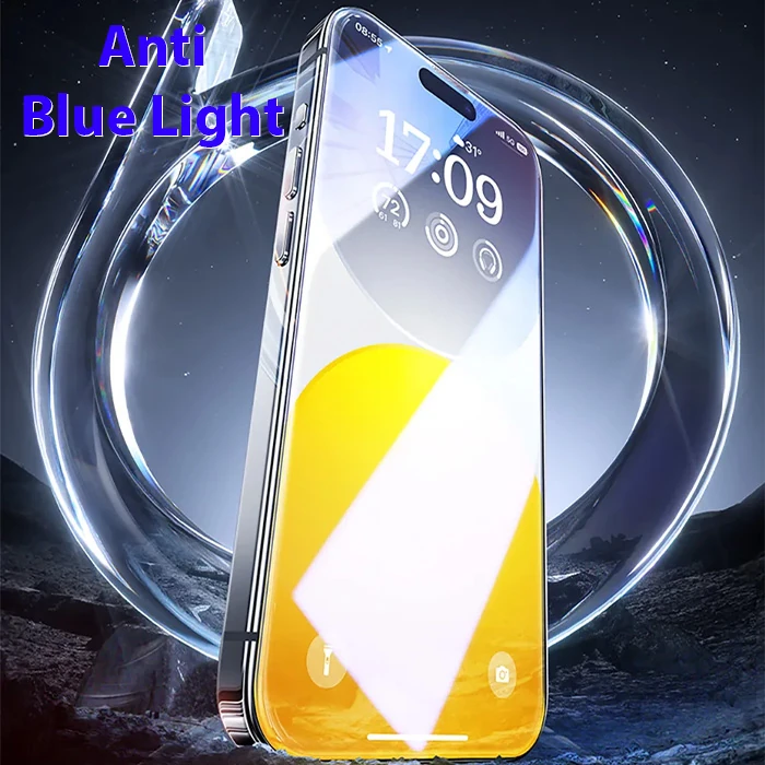 Baseus iPhone 15 Full Koruma Anti Mavi Işık Tempered Cam Ekran Koruyucu-(1903)