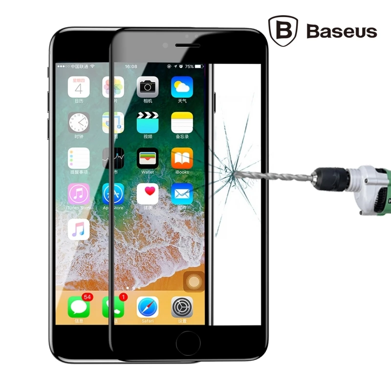 Baseus İPhone 78 Plus 4D Cam Ekran Koruyucu  Kavisli Full Kaplama Kırılmaz Cam-(1903)