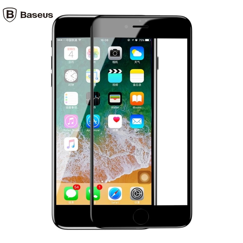 Baseus İPhone 78 Plus 4D Cam Ekran Koruyucu  Kavisli Full Kaplama Kırılmaz Cam-(1903)