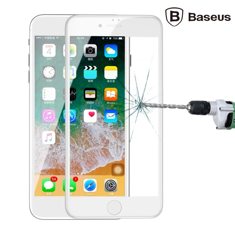 Baseus İPhone 78 Plus 4D Cam Ekran Koruyucu  Kavisli Full Kaplama Kırılmaz Cam-(1903)
