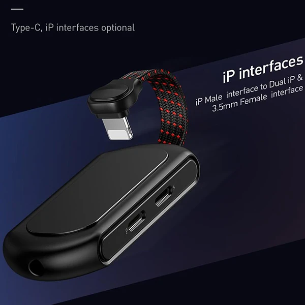 Baseus L47 3in1 2X iPhone Lightning başlık Ve 3.5mm Kulaklık Çıkışlı Şarj Adaptörü-(1903)