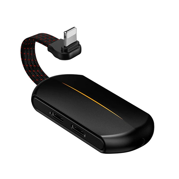 Baseus L47 3in1 2X iPhone Lightning başlık Ve 3.5mm Kulaklık Çıkışlı Şarj Adaptörü-(1903)