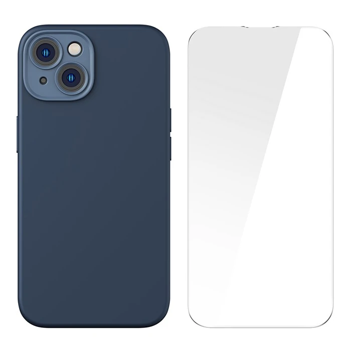 Baseus Liquid Silica Gel iPhone 14 6.1 Magsafe Silikon Kılıf + Tempered Ekran Koruyucu Set-(1903)