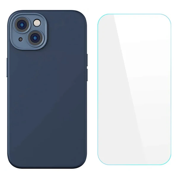 Baseus Liquid Silica Gel iPhone 14 6.1 Silikon Kılıf + Tempered Ekran Koruyucu Set-(1903)