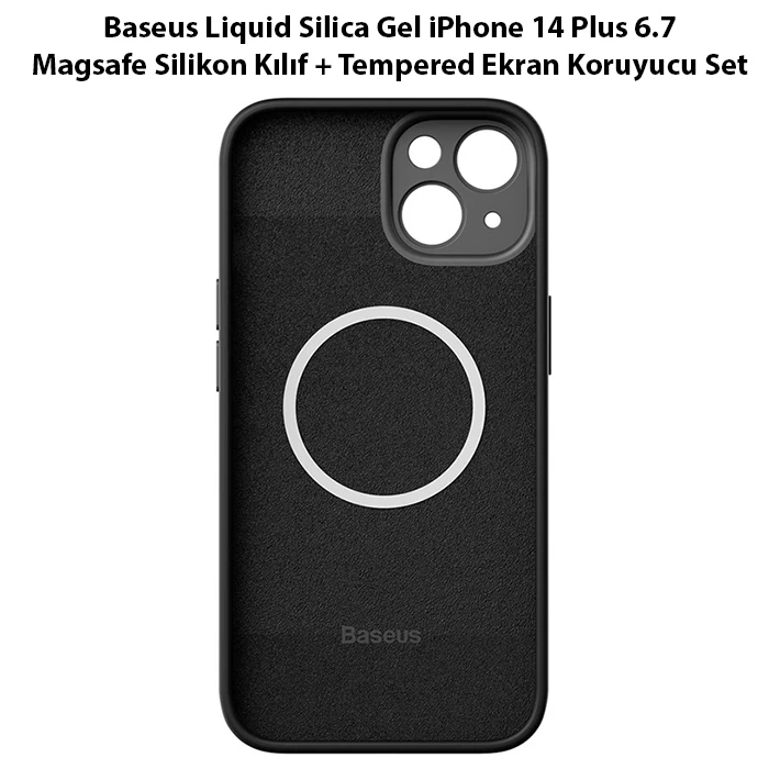 Baseus Liquid Silica Gel iPhone 14 Plus 6.7 Magsafe Silikon Kılıf + Tempered Ekran Koruyucu Set-(1903)